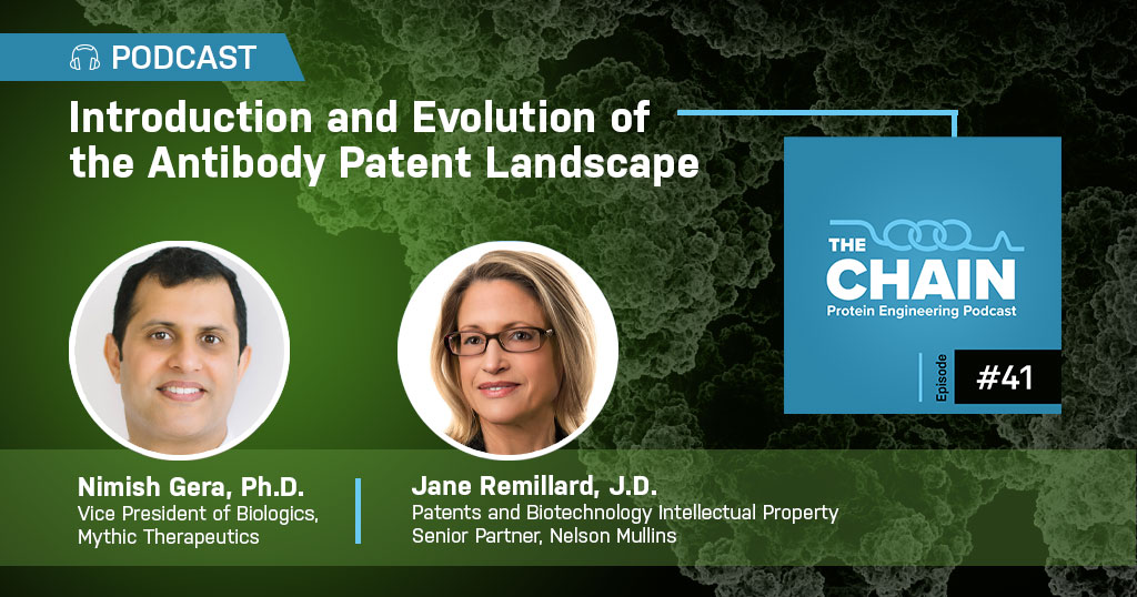 CHI_Healthtech's tweet photo. IP attorney Jane Remillard (@NelsonMullins) speaks with Nimish Gera of Mythic Therapeutics about strategic #patent filing and how to navigate #IPlaw for resilient antibody coverage, all in the latest podcast episode of @CHI_Healthtech’s The Chain: 
https://t.co/0WkKltDU2g https://t.co/GUPZL1naV9