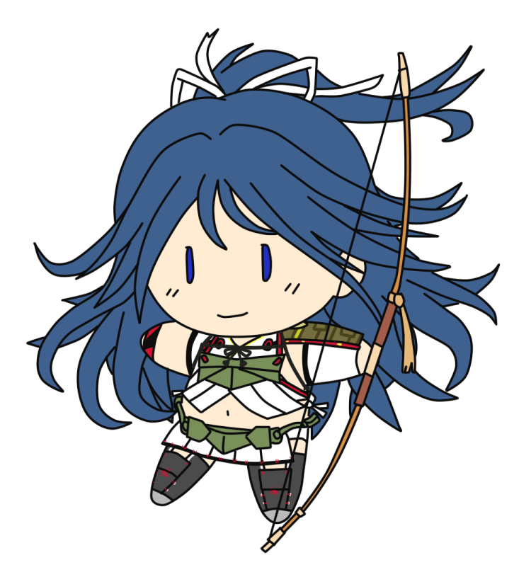 katsuragi (kancolle) 1girl bow (weapon) solo long hair weapon chibi ribbon  illustration images