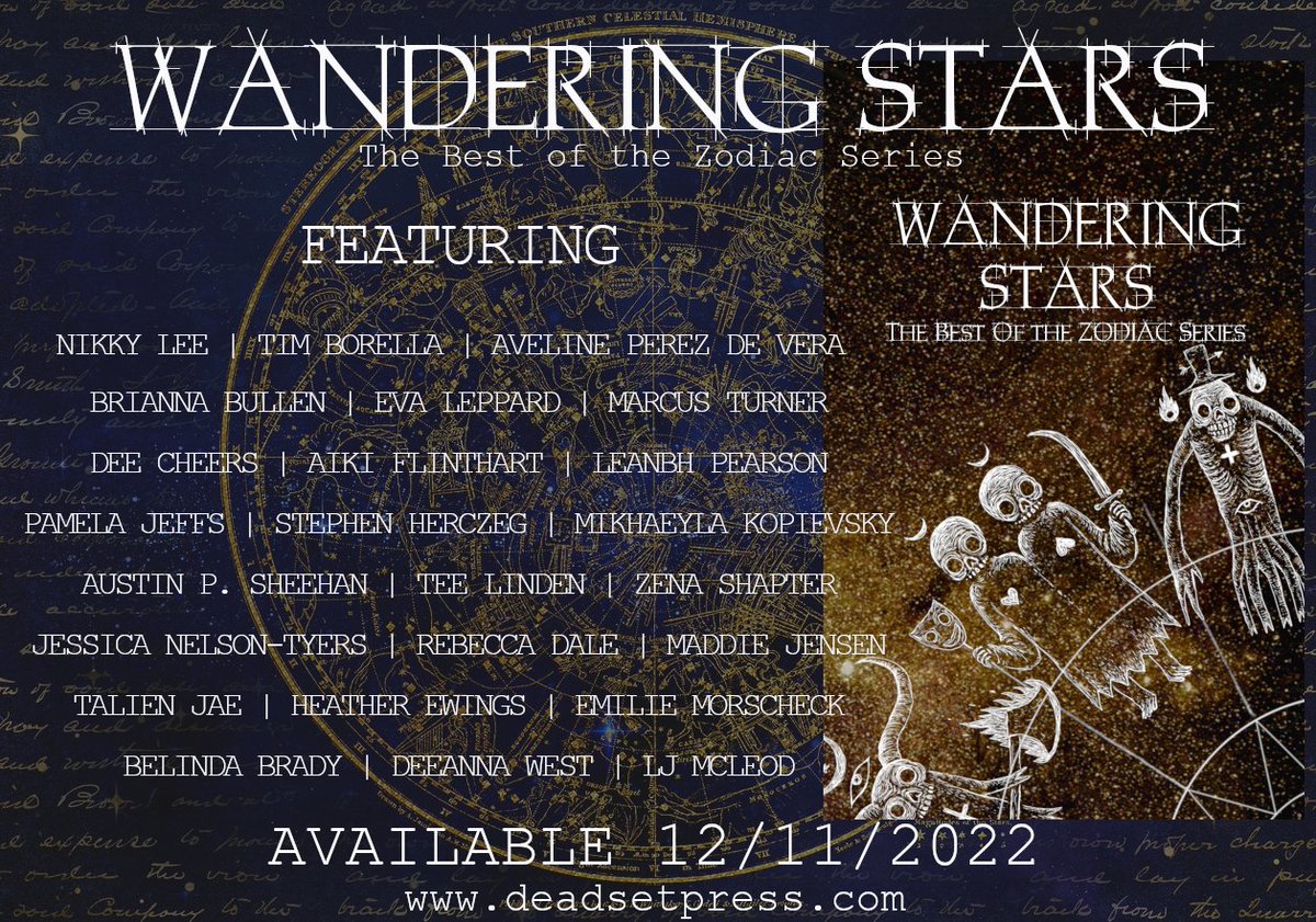 Super excited about our upcoming Wandering Stars anthology!
Each of the stories selected are our favourite two tales from each #Zodiac collection, so they've all beaten some incredibly tough competition!
Coming soooooooon!
#WanderingStars