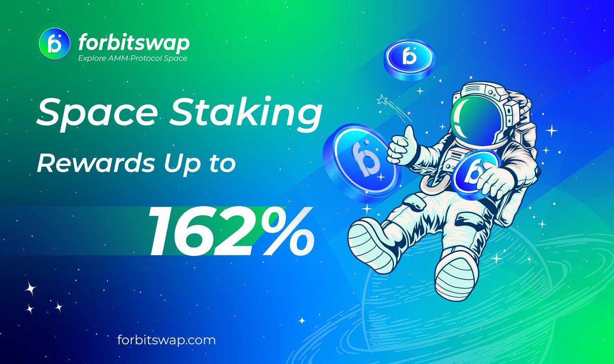 Space Staking is one of the wonderful methods for holders to make passive income with FBS while still holding on to the #FBS for long-term price appreciation, especially Space Staking provides APR up to 162% rates for staking.

#forbitspace #forbitswap
#crypto #BNBChain #Ethereum