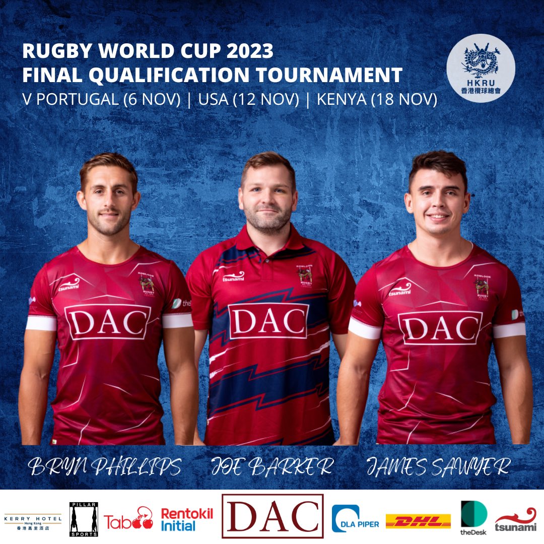 kowloon_rfc's tweet photo. Three Loons are off to Dubai! 

Huge congratulations to Bryn Phillips, James Sawyer and Joe Barker who will represent Hong Kong in the Rugby World Cup 2023 Final Qualification Tournament. 

 #RWC2023 #hkrugby #allin https://t.co/FMWvOhnRvw