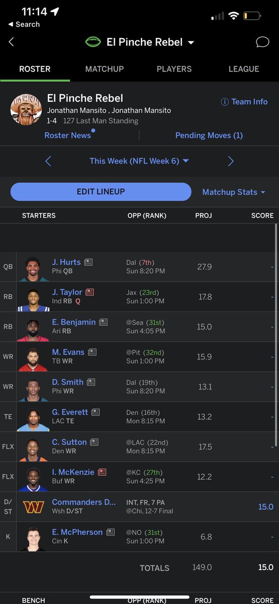 Sito127's tweet photo. @FantasyAlarm Need a big time trade suggestion. Trade Ezekiel Elliott for Brandin Cooks or Adam Thielen? Here’s my current team. Have a claim for Doubs 🤞🏼 https://t.co/jTK3FRBmY3