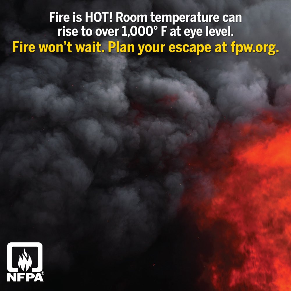 Fire is HOT! Room temperature can rise to over 1,000 F at eye level  #fireescapeplan #FirePreventionWeek #vermontdivisionoffiresafety #firesafety #firesafe802 #vermont