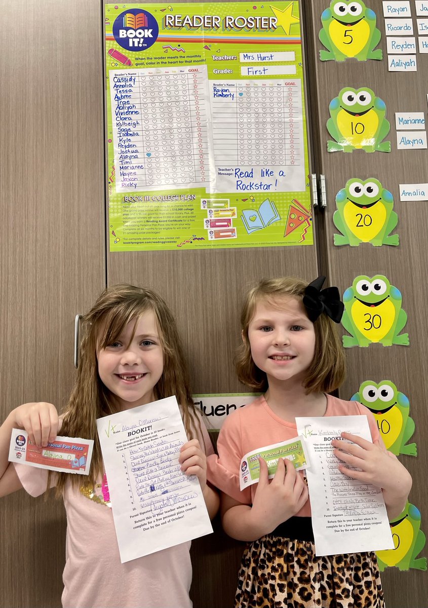 It’s pizza time for these two!! They know how to Book It!! <a href="/bookitprogram/">The BOOK IT! Program</a> <a href="/WISDLagway/">Lagway Elementary</a> #welovetoread #pizzahut #willreadforpizza 💜🍕💜