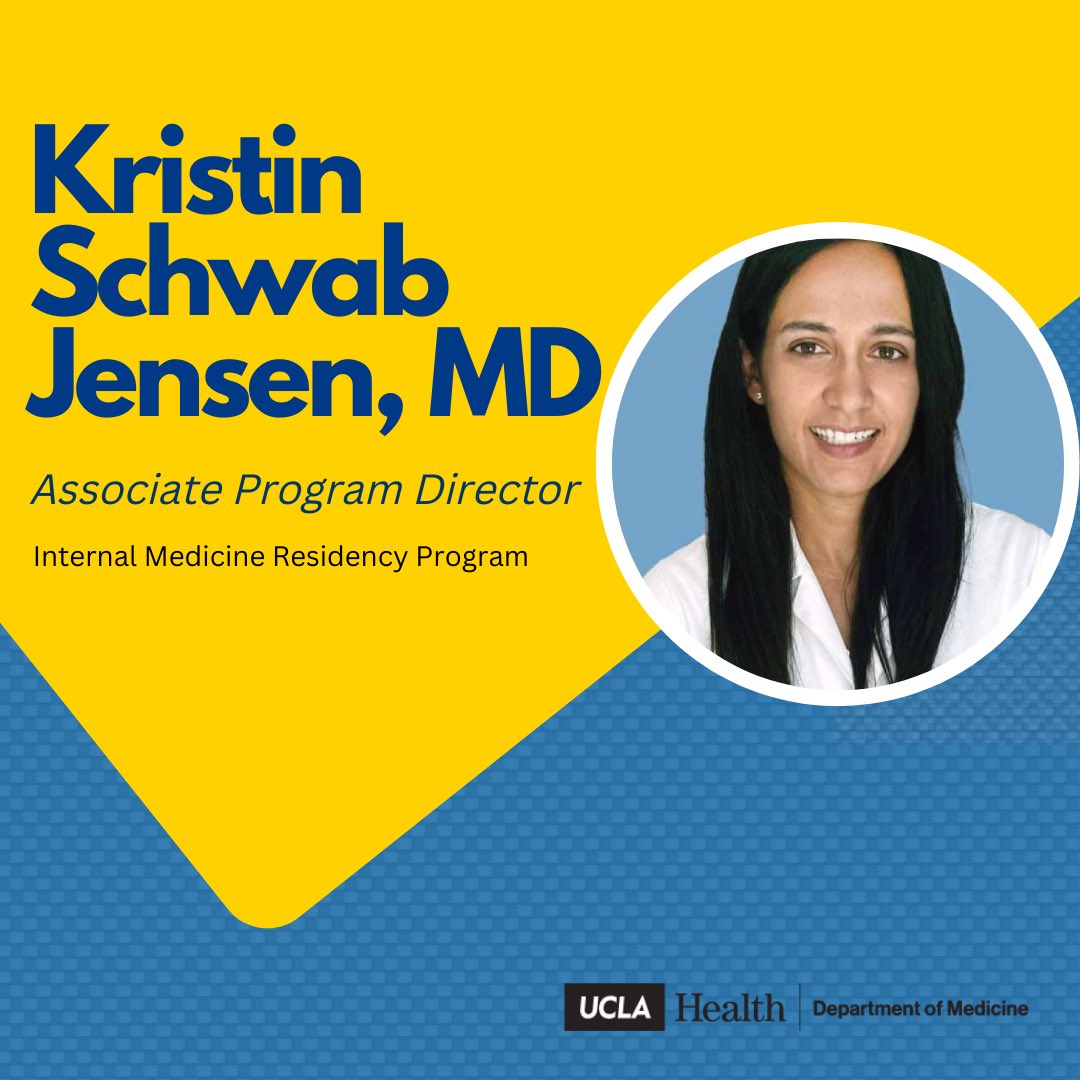 Meet Dr. Kristin Schwab Jensen, the incoming associate program director for the internal medicine residency program! In her new role, she will mentor residents, innovate curriculum, &amp; advance the goals of the program. Congratulations @CritKristin!🌟

connect.uclahealth.org/dom/2022/10/10…