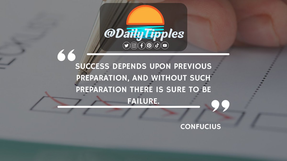 DailyTipples's tweet photo. Are you Prepared for your Success today ? 

#Motivation #Investment #Money #Business #SmallBusiness #Entrepreneur #BusinessOwner #Marketing #Goals #Inspiration #Success #Leadership #DigitalMarketing #Quotes #116am #DailyTipples #businesstips #Confucius https://t.co/WeGI4HkFNK
