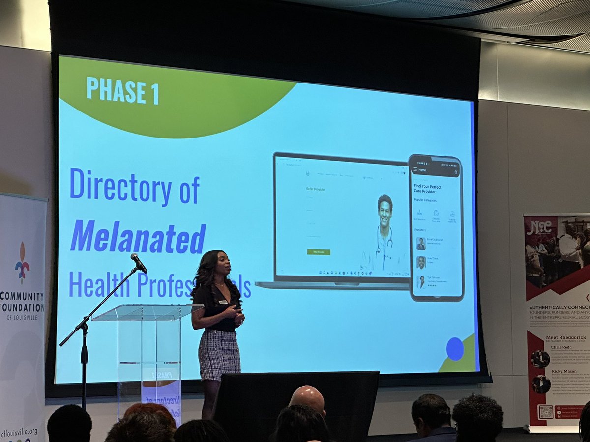 Daniel Johnsen (@daniel_johnsen) on Twitter photo Next up #VogtAwards <a href="/MelanatedHealt1/">EnVue Health</a> — providing both a directory of medical providers AND on demand telehealth for patients — both that are melanated! Connecting patients with someone that looks similar & has shared life experiences.
<a href="/cflouisville/">Community Foundation of Louisville</a> Next up #VogtAwards <a href="/MelanatedHealt1/">EnVue Health</a> — providing both a directory of medical providers AND on demand telehealth for patients — both that are melanated! Connecting patients with someone that looks similar & has shared life experiences.
<a href="/cflouisville/">Community Foundation of Louisville</a>
