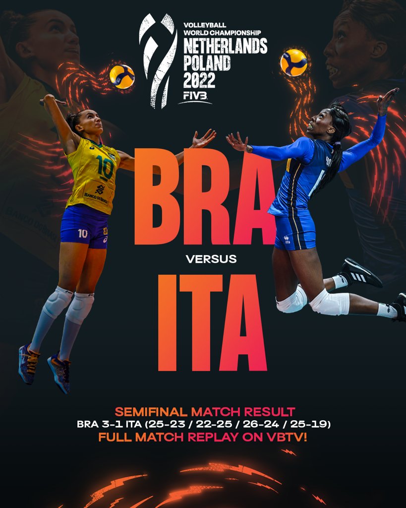 Volleyball World on X: World Champs GOLD & bronze medal matches are set  🤯! ⏰ October 15 (GMT): 2pm 🥉: USA 🇺🇸 🆚 🇮🇹 Italy 6pm 🥇: Brazil 🇧🇷  🆚 🇷🇸 Serbia