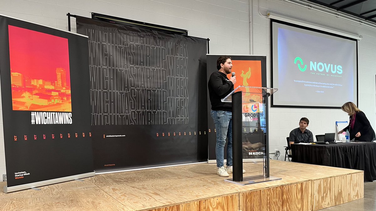 ICTStartupWeek's tweet photo. Participants @BecomeNovus, @podcastcollab and @legacyofnegasi pitch their ventures at the @coxbusiness pitch competition during Wichita Startup Week to a panel of local entrepreneurial leaders. #wichitawins https://t.co/52hrofbBx9