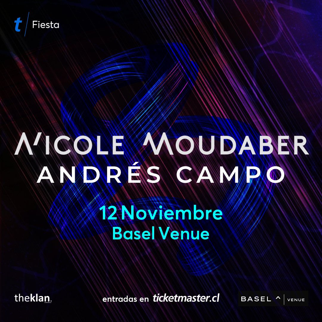 ticketmastercl's tweet photo. ¡La reina 👸🏻 del techno is back! 🎧🎛 La fuerza imparable de @NicoleMoudaber llega a #BaselVenue junto al Español 🇪🇸 #AndresCampo en una fiesta increíble el próximo 12 de Noviembre.
🎟 Tickets ya están a la venta https://t.co/5VSK2CdzfM
📍 Basel Venue
📆 12 de Noviembre https://t.co/5Nle2CEut9