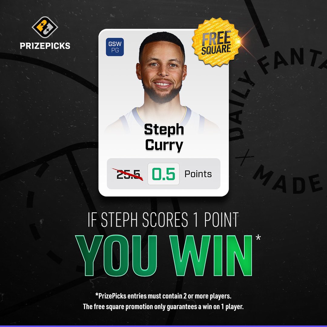 ONE POINT ONLY☝️

That’s ALL YOU NEED from Stephen Curry to WIN in the <a href="/PrizePicks/">PrizePicks</a> App. Plus when you sign up through this link: bit.ly/SGG_PrizePicks you get a 100% deposit bonus match (up to $100)✅

PROMO ENDS SOON! 🏆

Legal in 30 US States👀