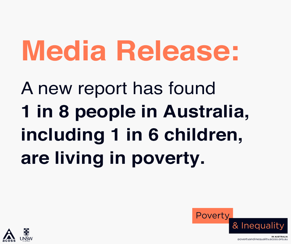 The latest report from the Poverty &amp; Inequality Partnership shows that as many as 13.4% of the population - and 16.6% of children - are living in poverty.
Media Release: acoss.org.au/media_release/…
Read the report here: povertyandinequality.acoss.org.au/a-snapshot-of-…