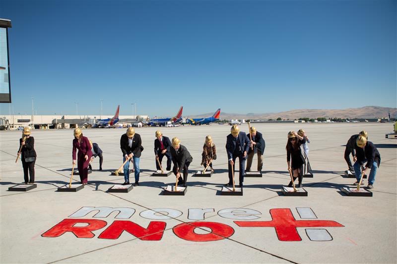 RenoAirport's tweet photo. Today we announced a $520M project with @sencortezmasto @MarkAmodeiNV2 @mayorschieve and airline partners to build two new concourses as part of our #MoreRNO program and officially broke ground on our Ticketing Hall expansion. https://t.co/Fz51IQNMhz
