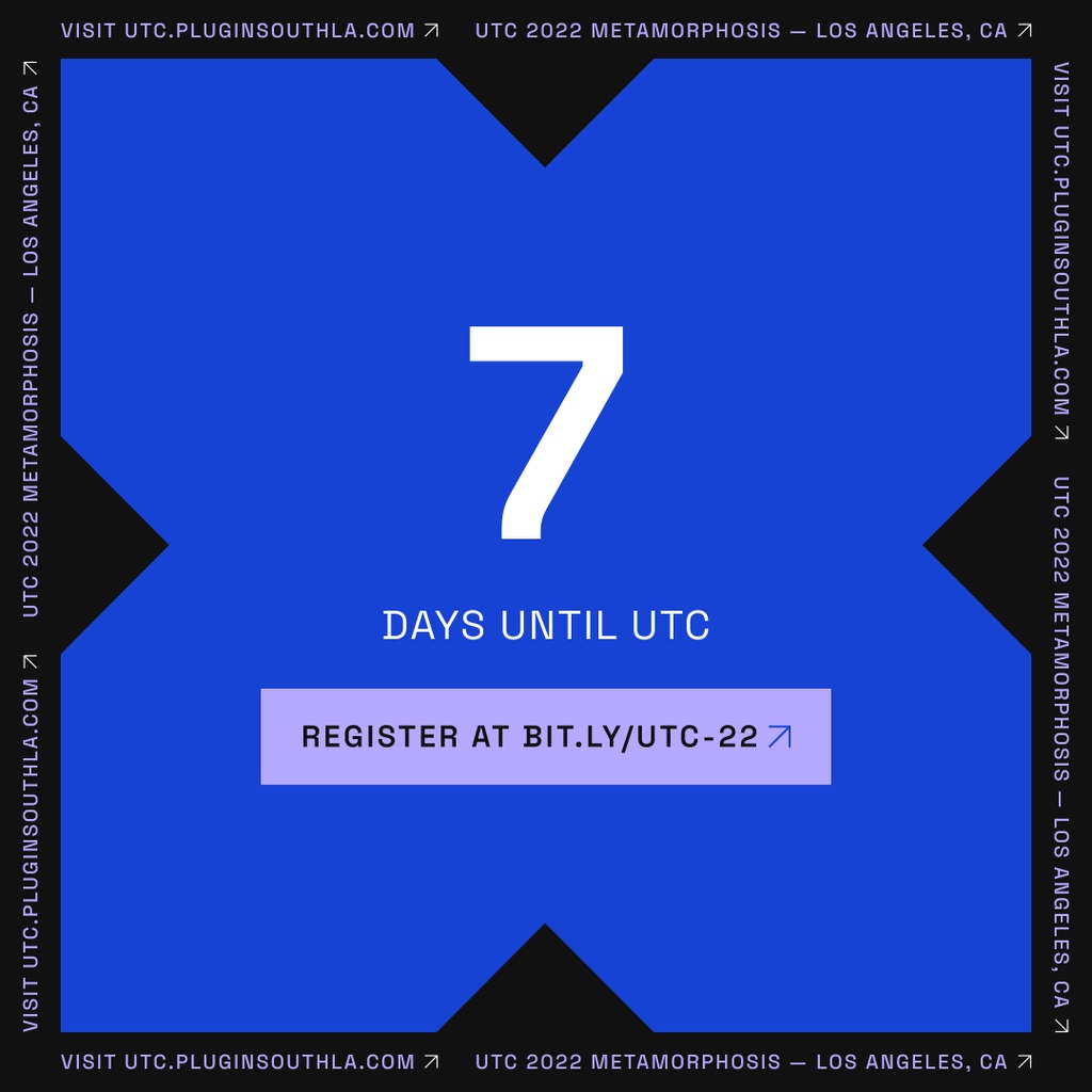 7 Days go by in a flash, so here's a flash a promo code so join us at UTC. Come for shared insight, finding mutual goals, and perfect partnerships. Use code: UTC-50 to get 50% off your ticket price at bit.ly/utc-22. See you next week! #UTC2022Metamorphosis