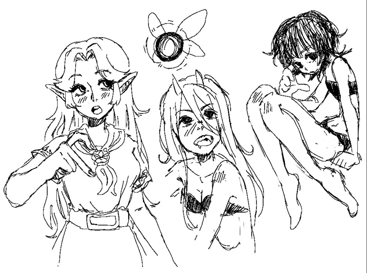 PineySOP's tweet photo. Malon (LoZ), Power (Chainsaw Man), and random doodle girl https://t.co/O1GTzXgw1H