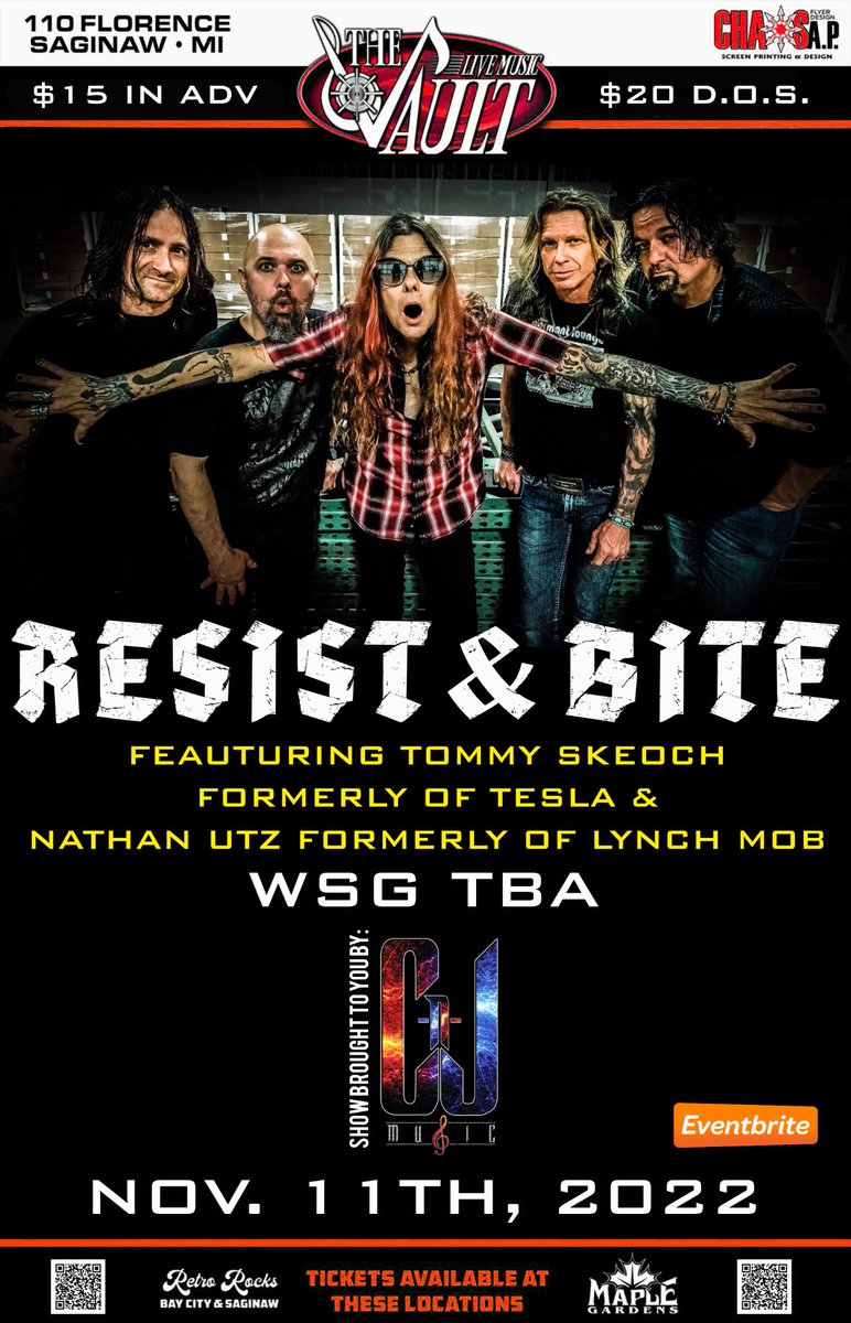 DON'T MISS - RESIST &amp; BITE
f/Tommy Skeoch ex-Tesla &amp; Nathan Utz ex-Lynch Mob 
THEIR ONLY MI SHOW THIS YEAR!!!
2022 Promo - youtu.be/HUb29Yb1wo4
The Myth I'm Livin' - youtu.be/ORrytBoFQLk
Fate - youtu.be/b51T5tsk2xQ
Modern Day Cowboy - youtu.be/XJBqaE9B7XE