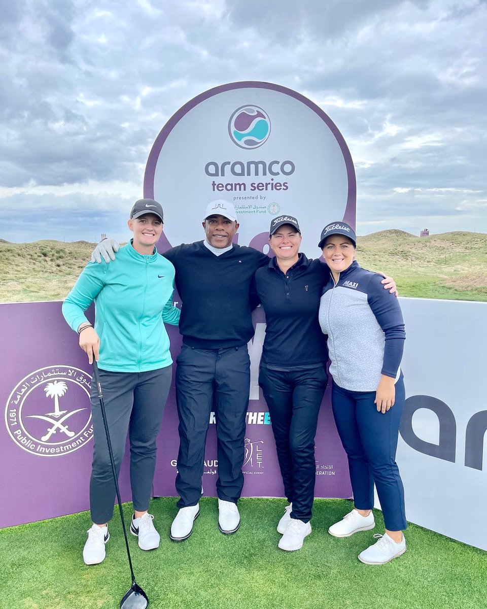 victorgreen2121's tweet photo. A not so bad 1st day for #team @leeannepace @linaboqviist @gabscowley. Very windy conditions. Still only 5shots back. Better day tomorrow. Also, it was great seeing @cheyenne_woods.  #letsgo @aramco_series #teampace https://t.co/xePbzyG7QQ