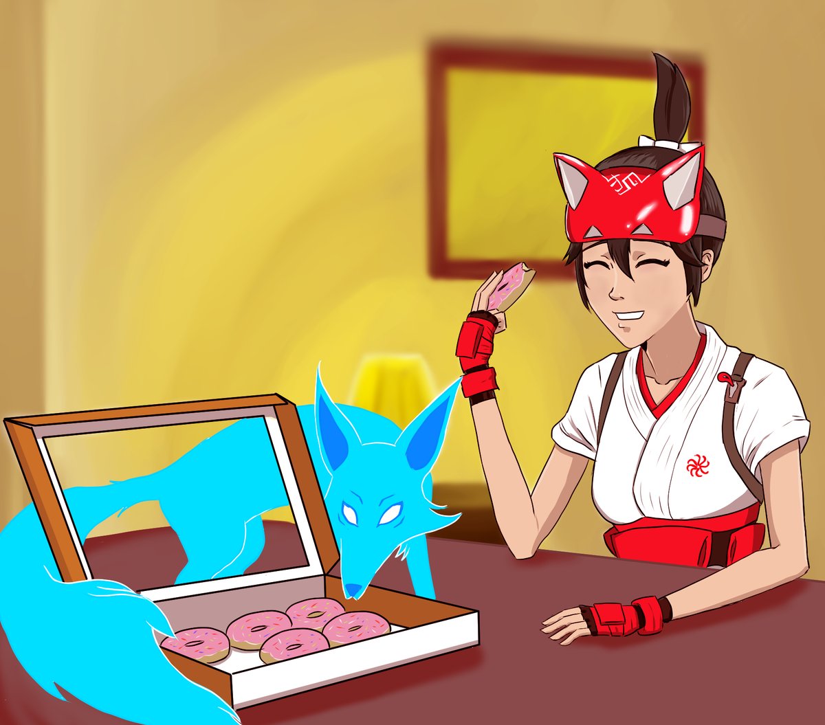 FlintWeststone's tweet photo. Servers were wonky for me today so I had to be productive and finished this sketch lol #Overwatch  #Kiriko https://t.co/105UARPeuk