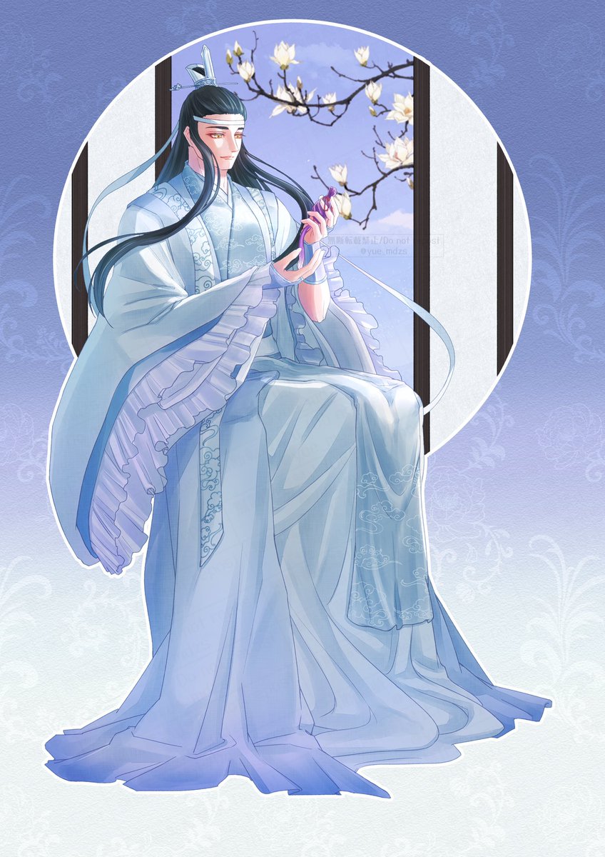 1boy male focus long hair solo chinese clothes hanfu black hair  illustration images
