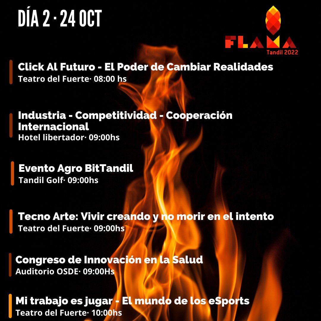 FlamaTandil's tweet photo. 🔥AGENDA DÍA 2 PARTE 1 FLAMA TANDIL🔥 https://t.co/YzeZqrn2nf