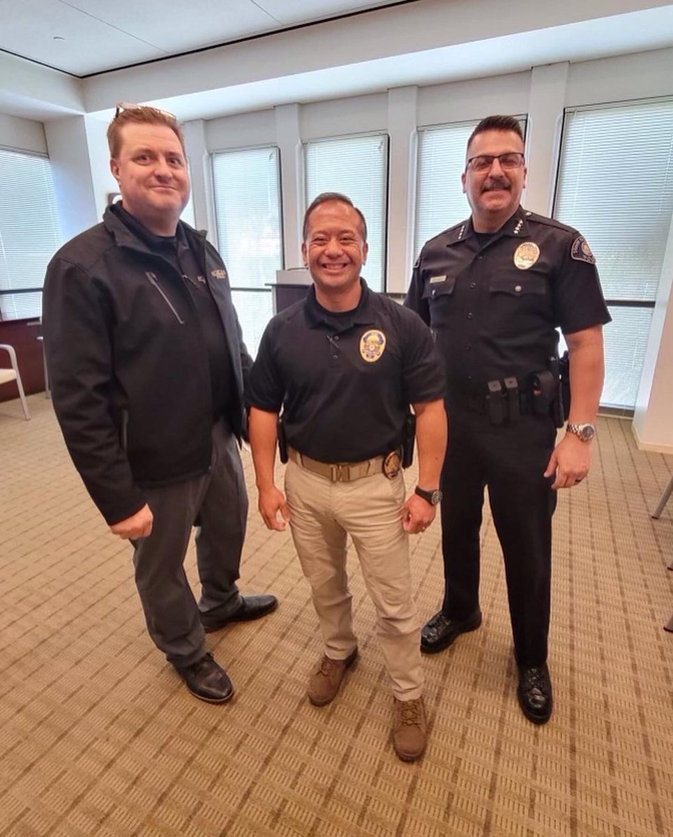 B.O.I. Law Enforcement Liaison Tony Miranda presenting to the San Gabriel Valley Chiefs Association 👏 Pictured is President, Chief Alan Sanvictores Monrovia PD, Vice President, Matt Egan Glendora PD and Treasurer, Chief Brian Solinski South Pasadena PD.