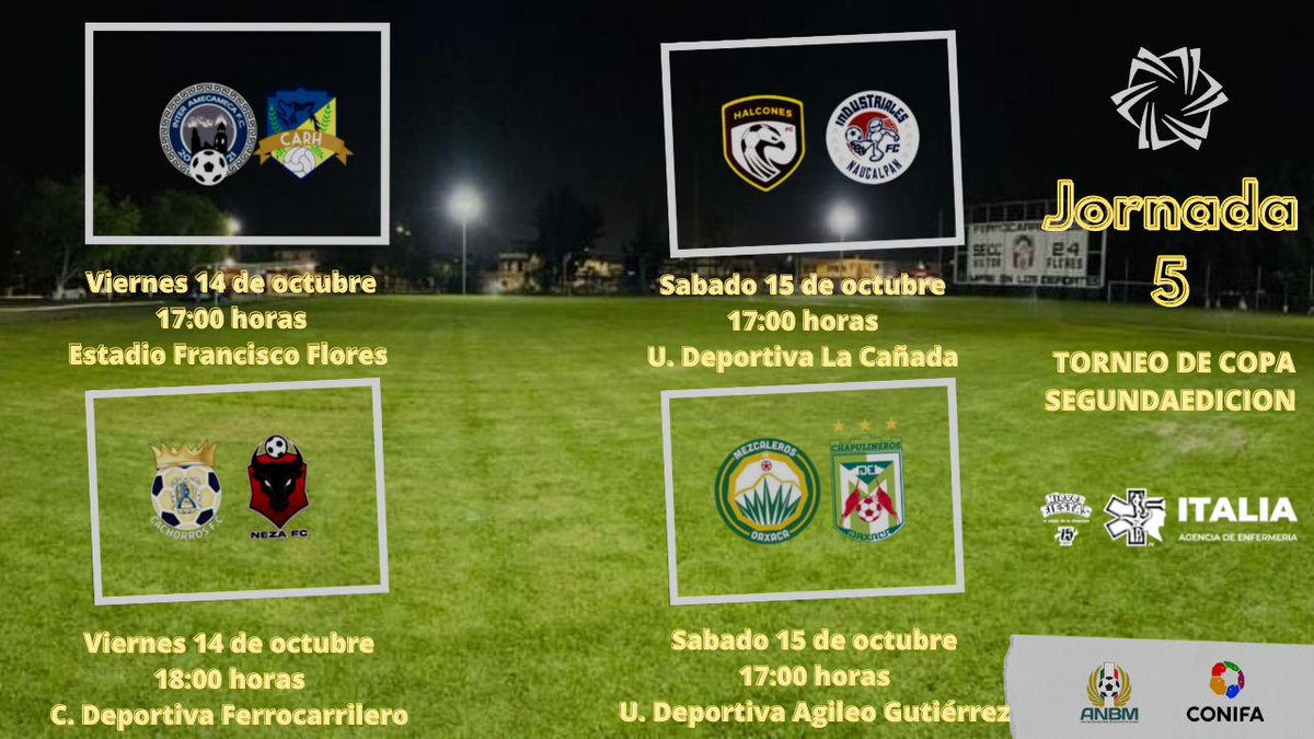 J5 | <a href="/SomosBalompie/">Liga de Balompié Mexicano®️</a> 

Torneo de Copa 2da edición

#LBM #SomosBalompie 

#NievesFiestas
#EnfermeriaItalia
#HalconesQueretaroFC