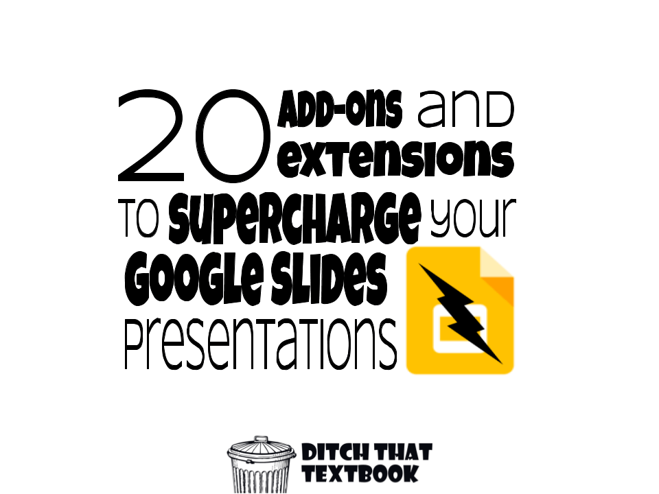 DitchThatTxtbk's tweet photo. 20 add-ons and extensions to supercharge 💥 your Google Slides presentations!

🌈 Magic rainbow unicorn🦄
🖼 unsplash
🍐PearDeck
🔗 Sir Links-A-Lot
➕ Plus loads more to give your Slides superpowers! 🦸‍♀️

https://t.co/YzWCzJQyWd #Ditchbook https://t.co/tKQpINqCg6