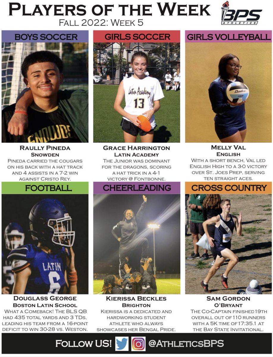 Congratulations to the Players of the Week for Week 5 of the Fall 2022 Season!