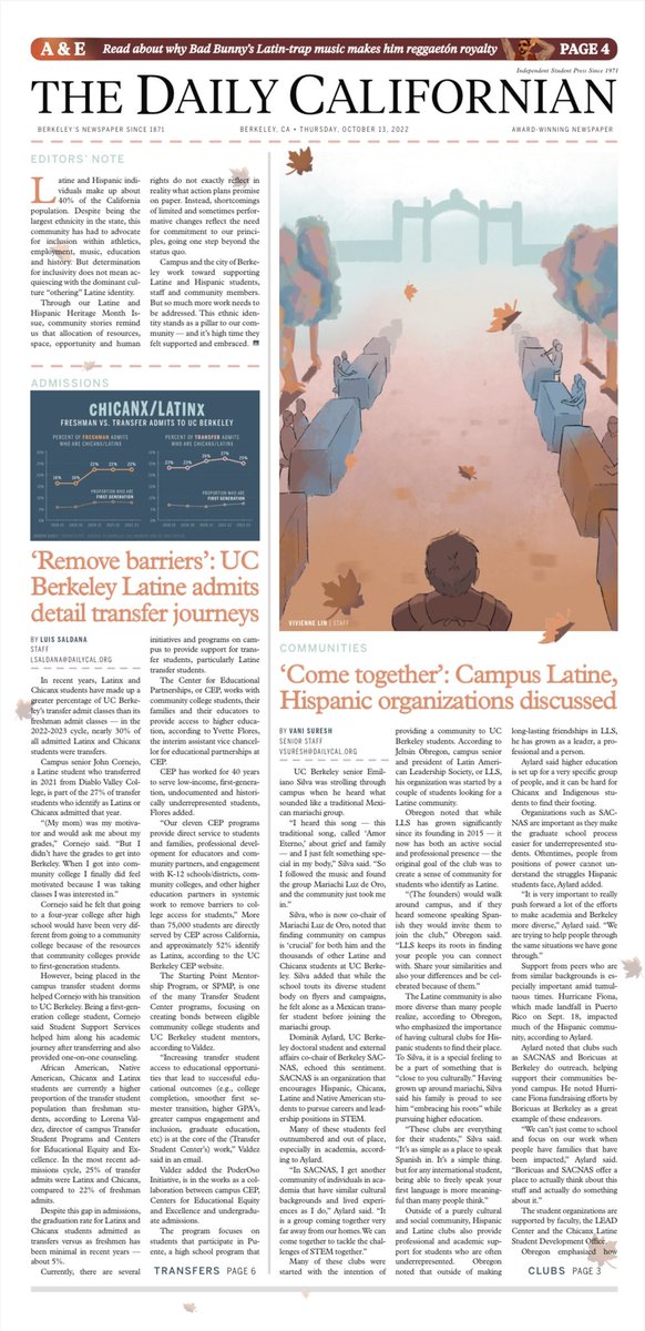 dailycal's tweet photo. Unable to pick up a copy of our Latine/Hispanic Heritage Month Issue? Read the online edition here! https://t.co/THWioAInNh https://t.co/Tj8iTBN0Hm