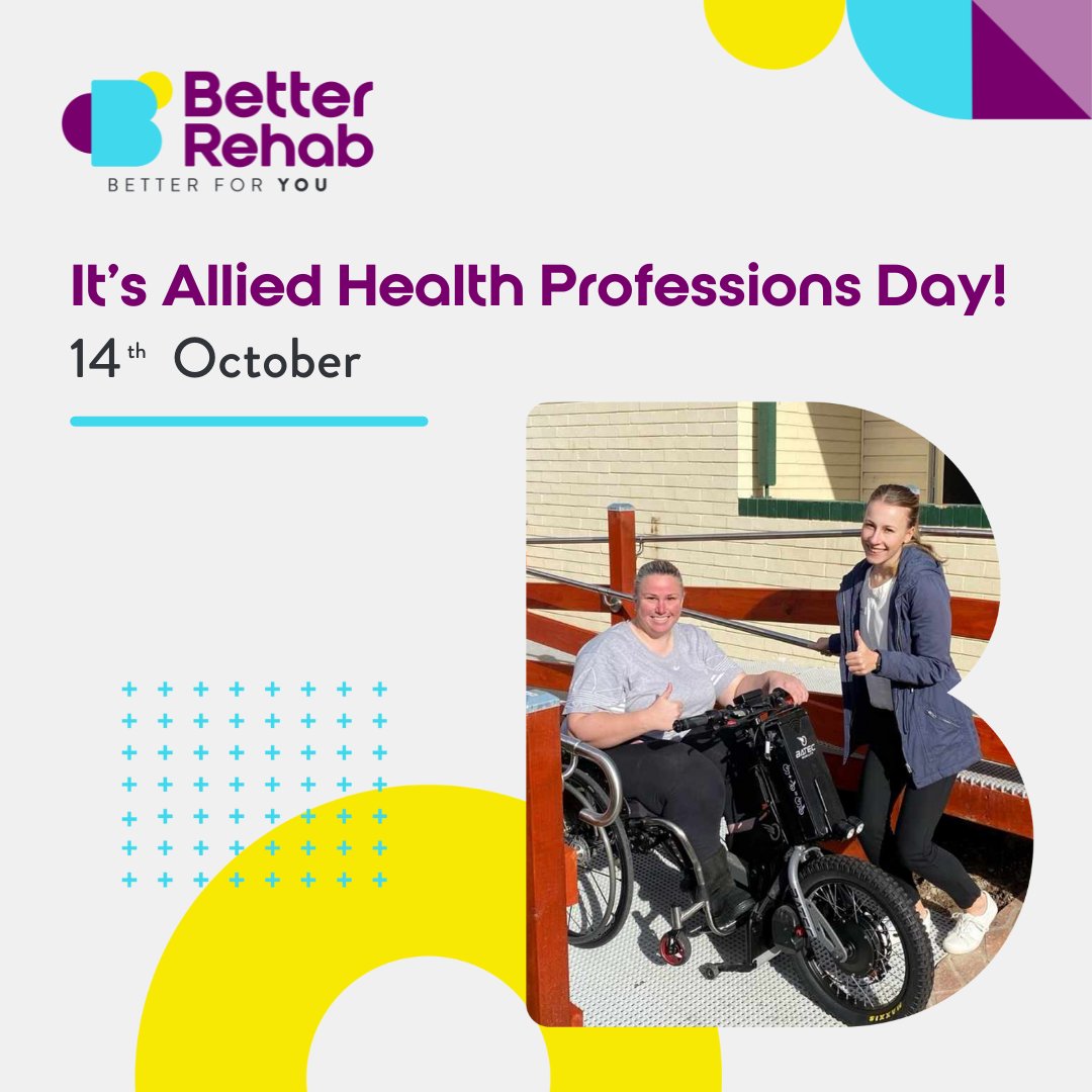 BetterRehab1's tweet photo. Yay, it’s Allied Health Professions Day! Cheers to everyone in our hardworking team for your steadfast dedication and unwavering commitment to making life better for people living with a disability. Thank you. #AHPsDay2022 #BetterRehab #AlliedHealth #BetterForYou #LoveWhatWeDo https://t.co/gEIkKp07SV