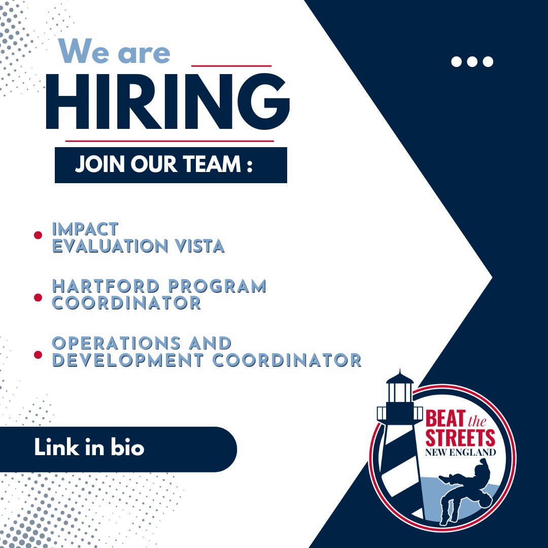 BTSNewEngland's tweet photo. BTSNE is #hiring for three open positions! Click the link in our bio to learn more about the positions and help our student-athletes get #BackOnTheMat!
#wrestling #youthwrestling #youthdevelopment #BTSNE #beatthestreets https://t.co/0Mh7nNwxiW