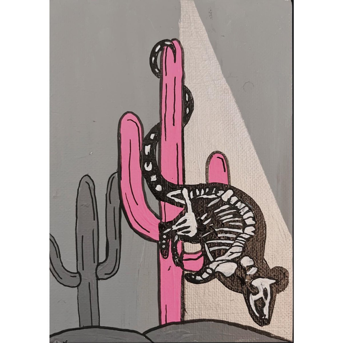 TibbieXGallery's tweet photo. “Pink Rat Cactus” by punkrockdoll acrylic on canvas board measures 7x5 50$ PayPal/Venmo TibbieSkye X, Tibbieskyewest@gmail.com #cactus #rat #acrylicpainting #pink #ratskeleton #laurennapier https://t.co/yRzkWGd3nG