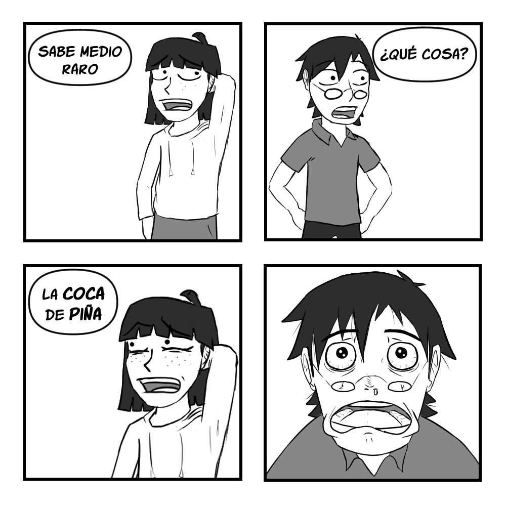 punkfightcomic's tweet photo. Amigos, no existe la coca sabor piña 😔😔😔

#webtoon #webtoonlatam #webtoonrecommendation #webtoons #comic #comics #webcomic  #comicespañol #meme #4koma #piña https://t.co/42o8DKkBHy