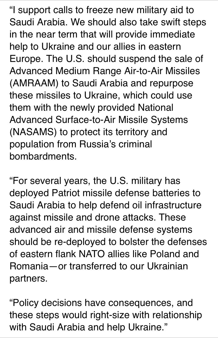 connorobrienNH's tweet photo. Sen. Chris Murphy says the US should remove Patriot batteries in Saudi Arabia and send them to Europe “to bolster the defenses of eastern flank NATO allies like Poland and Romania — or transferred to our Ukrainian partners.” https://t.co/3lTQs9l4D8