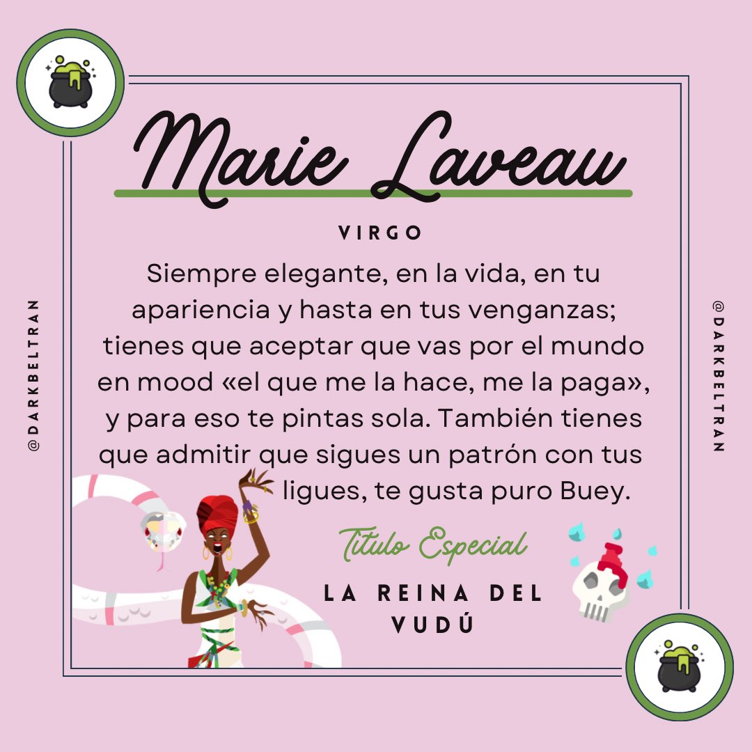 freddydemrahc's tweet photo. ¿Ya sabes cuál es tu bruja de American Horror Story: Coven? #myrtlesnow #marielaveau #zoebenson #signosdetierra #tauro #virgo #capricornio #ahsmexico @AHSCovenRP @AHSVIP @AHS_SPA @ReaccionesAHS https://t.co/zMI8j8EaY7