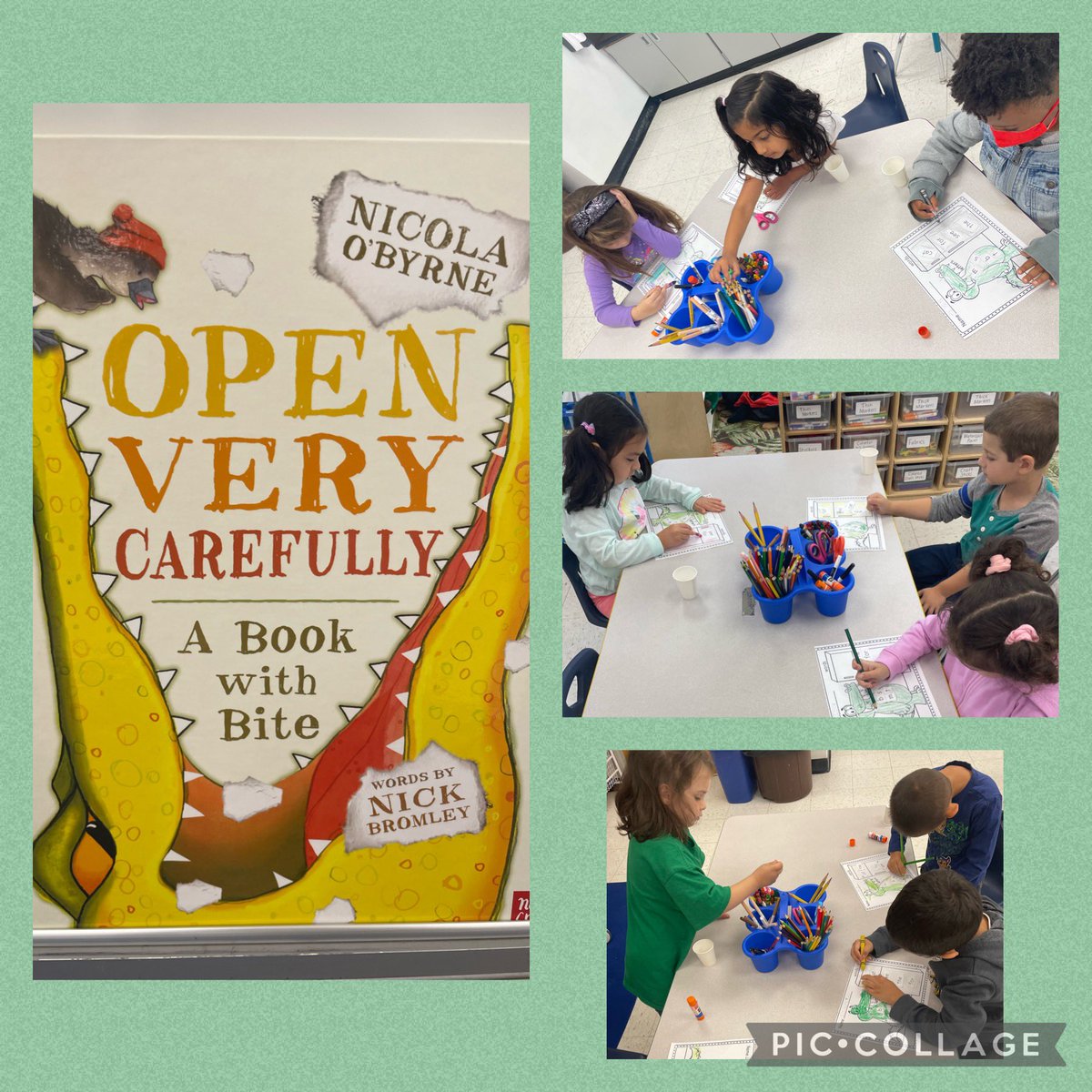 MTL_CS_SchroffK's tweet photo. Today we read #OpenVeryCarefully we learned about the difference between a letter and a word. We practiced using our ✂️ skills, gluing skills, and coloring skills. Hopefully now that we learned the difference between letters and words, Mabel can give us some #SnapWords to study! https://t.co/ES27IUq04K