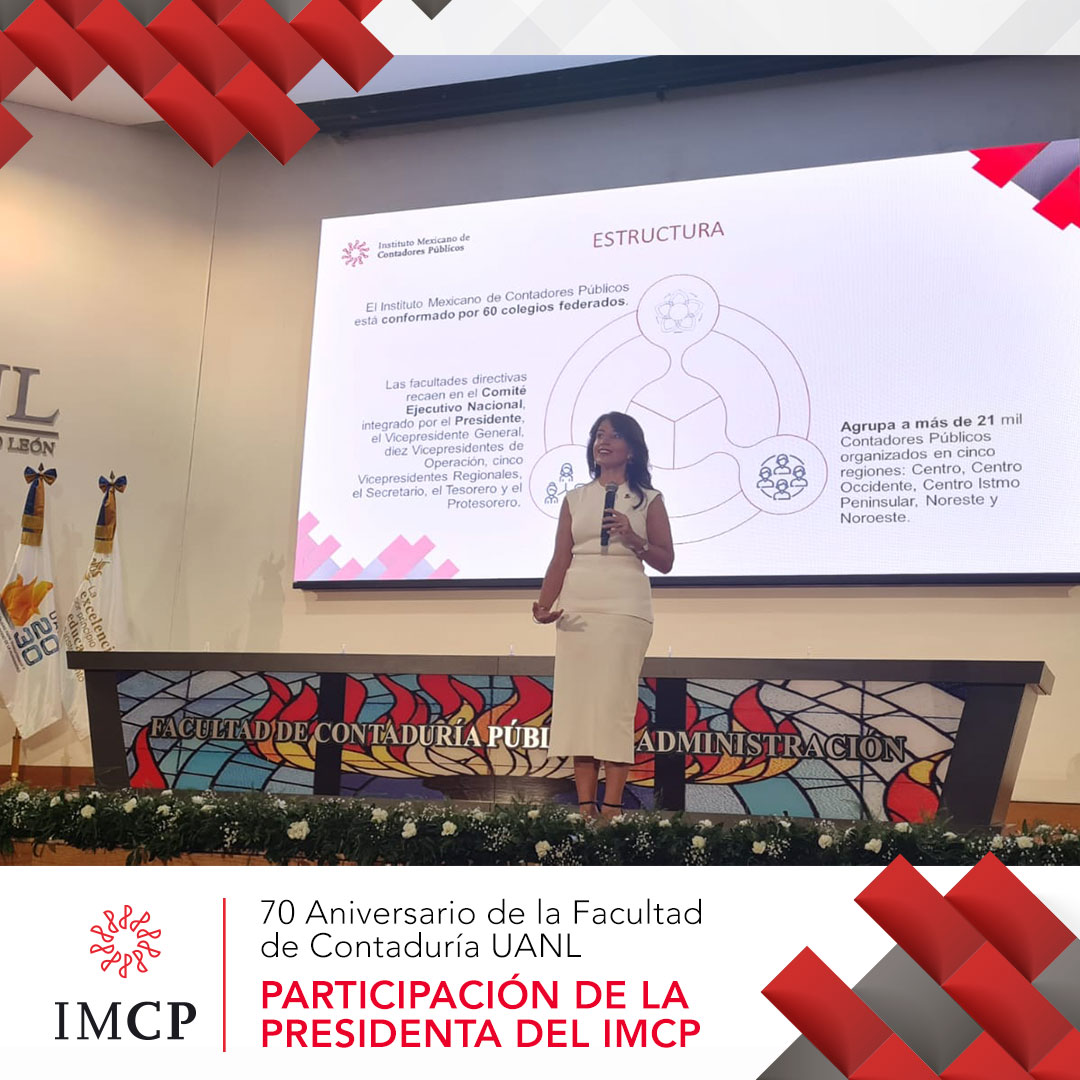 IMCP's tweet photo. Como parte del 70 Aniversario de la Facultad de Contaduría Pública y Administración de la UANL, la Dra. Laura Grajeda impartió la ponencia “Una profesión que mira hacia el futuro”. 
@ImcpPresidencia @facpya_red
#FACPYA70Años #UANL https://t.co/XqcNdAQelj