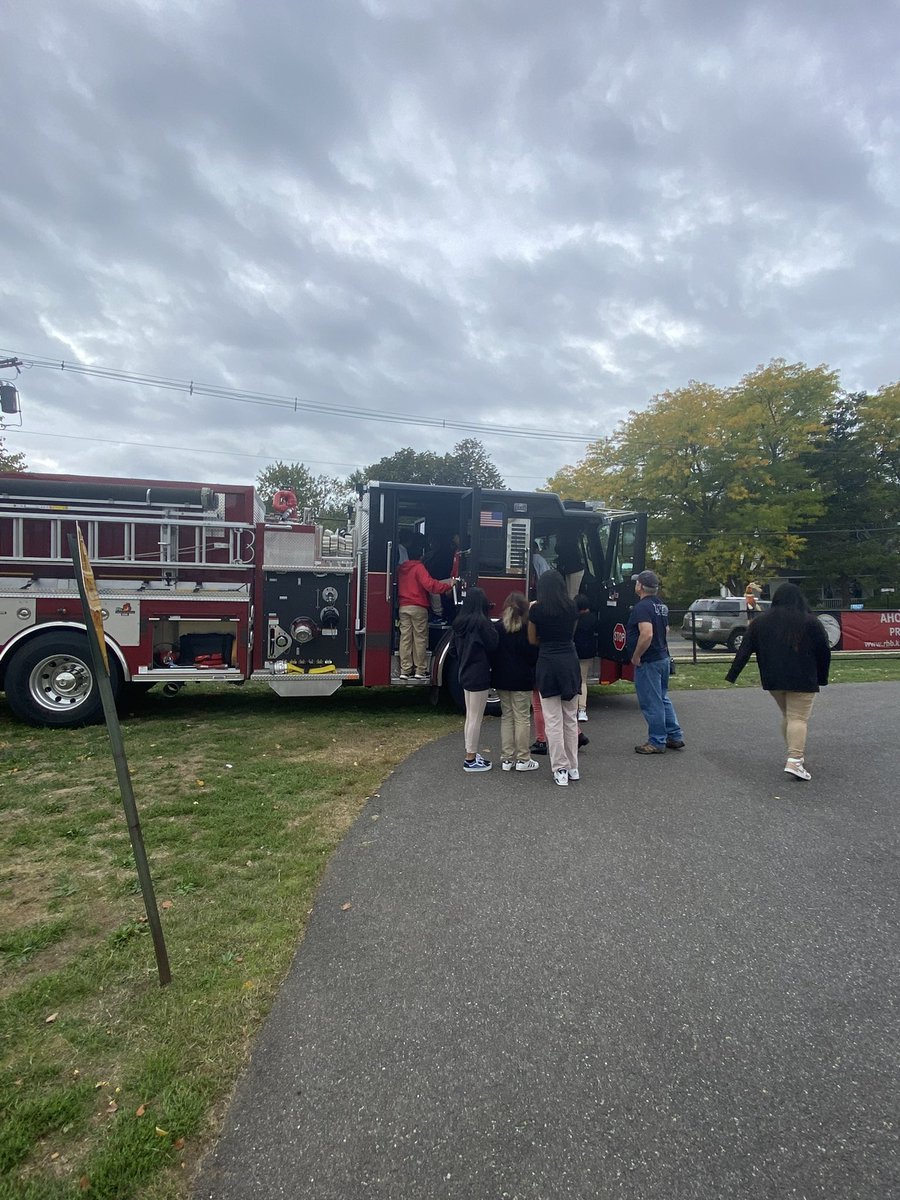 RBMSCounselors's tweet photo. In honor of Fire Prevention Week, Red Bank Fire Department came by RBMS today! Students came ready with their questions and were excited to check out the fire truck! @rbmsROCKETS https://t.co/iht3X9BdMX