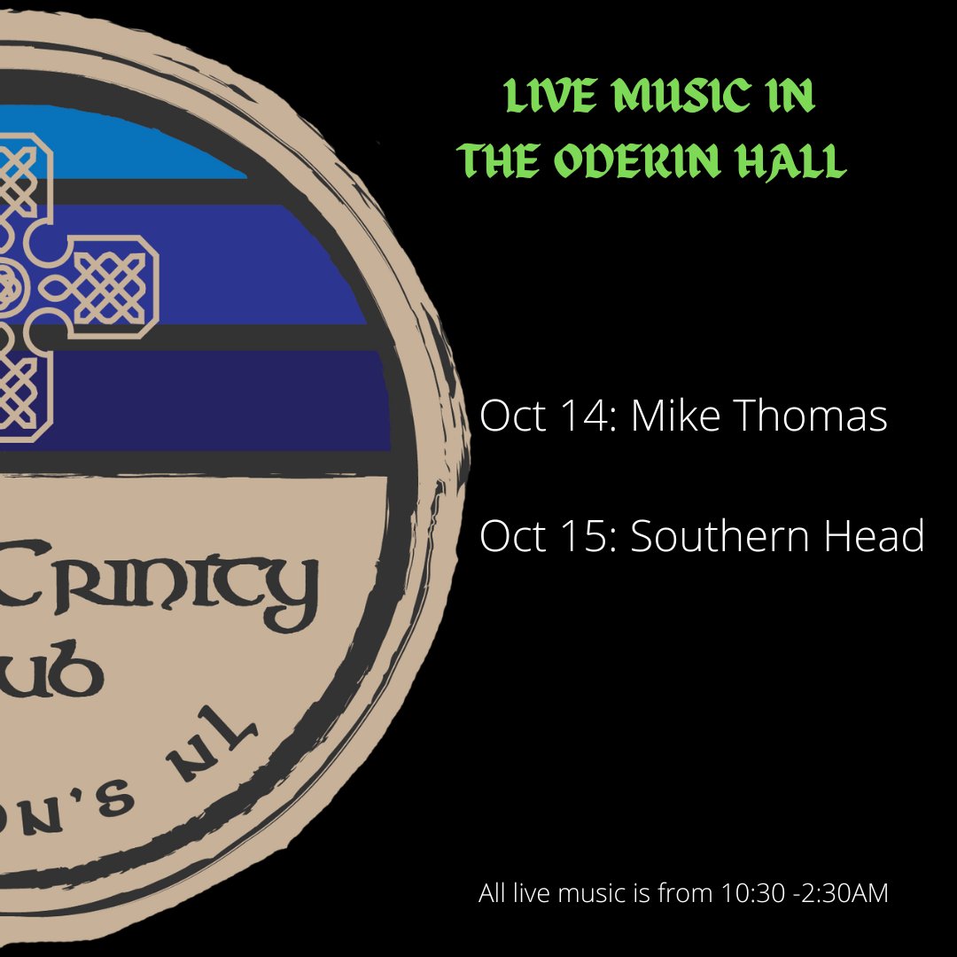 TheTrinityNL's tweet photo. Check out our live music lineup for this weekend!

Happy hour on until 8:30 every night 🍻 https://t.co/K3qw8FpnOT