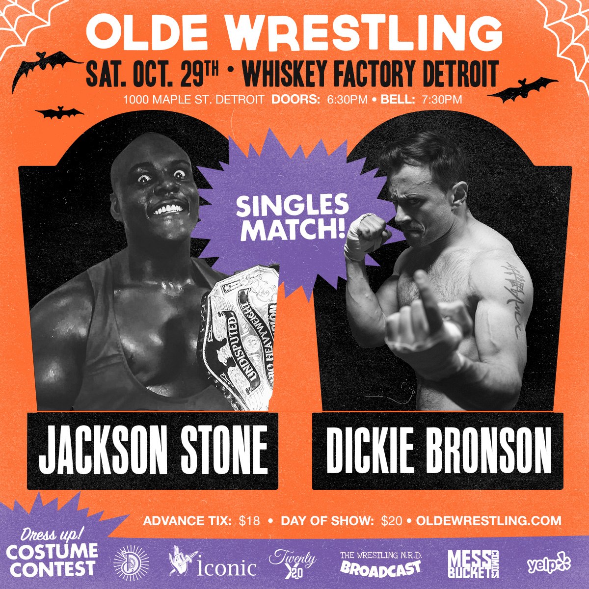 You may know the names, but on October 29th, you'll see @Jackson_Stone31 and @BronsonKills like you've never seen them before! Witness the battle of two established names from Detroit at the Whiskey Factory!

Tickets just $18 in advance. oldewrestling.com/detroit