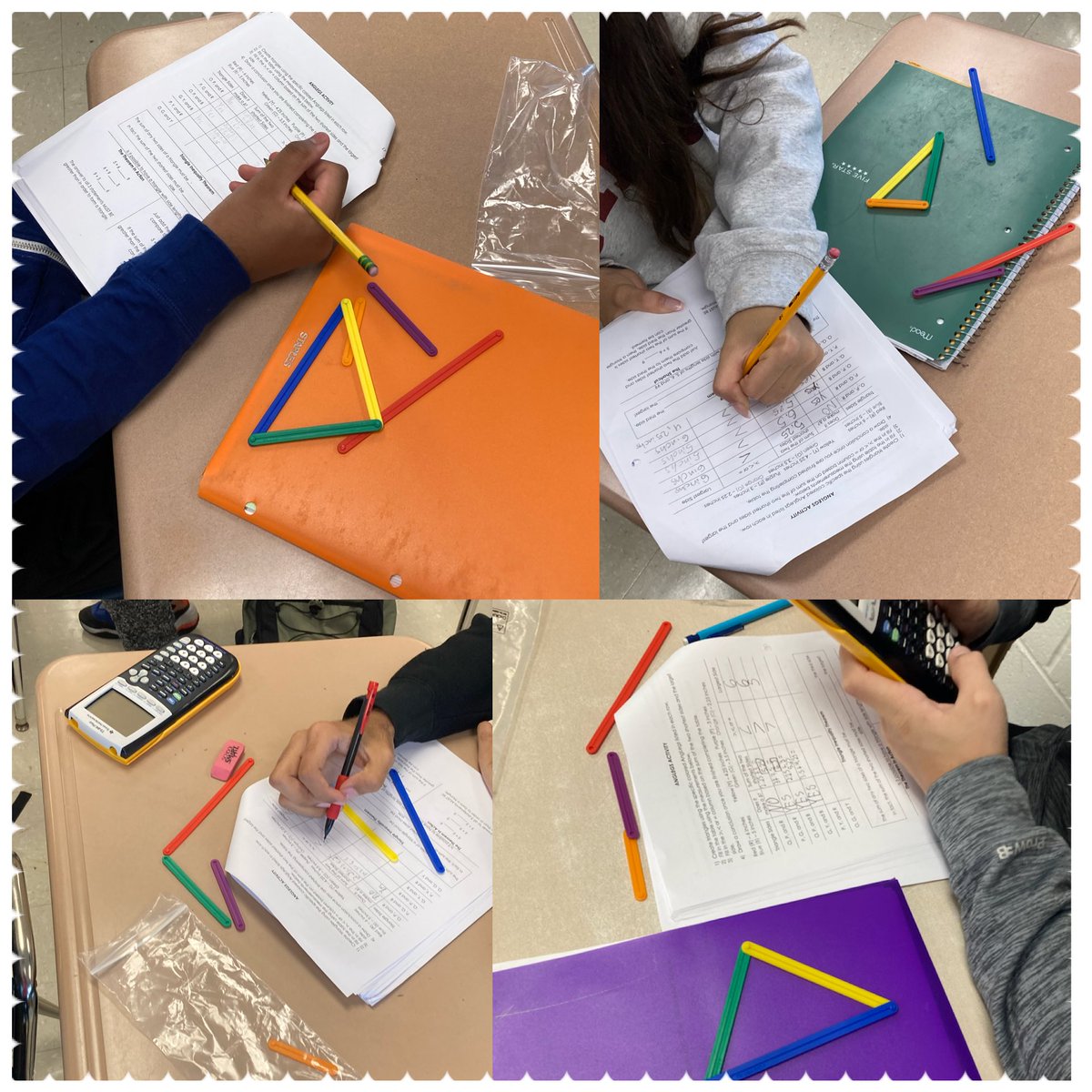 Ss discovered the Triangle Inequality Theorem by attempting to create triangles with various side lengths.  #iteachmath #proudtobelb
