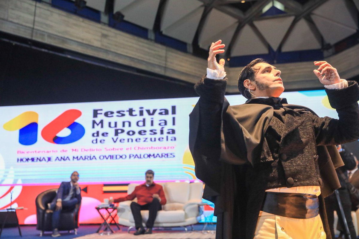 Hermoso acto de instalación del 16° Festival Mundial de Poesía de Venezuela 2022, que reúne a las y los poetas del mundo, hoy #13Oct, en el Bicentenario del Poema: “Mi Delirio en el Chimborazo”, inspiración de nuestro Libertador Simón Bolívar. ¡Viva la Poesía! ¡Viva Bolívar!