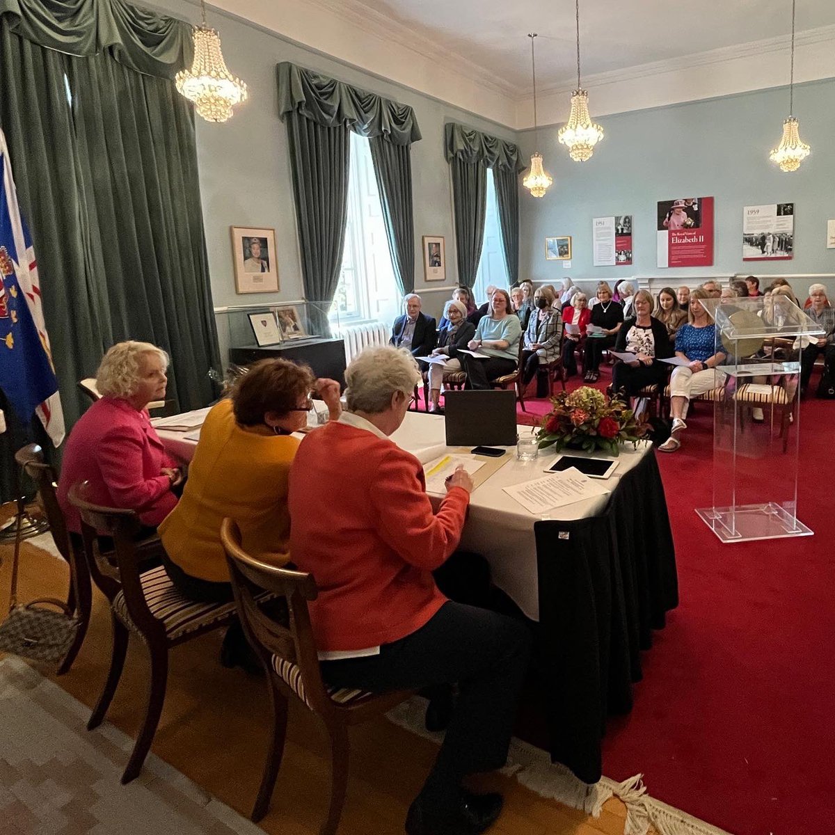 judy_foote's tweet photo. As Patron of NONIA, a manufacturing &amp; retail operation employing approx 150 knitters across NL, delighted to host the AGM at GH where NONIA was founded in 1920 to engage women in rural communities to knit items for sale &amp; help pay salaries of nurses to enhance health care. https://t.co/NGcAqgBoLs