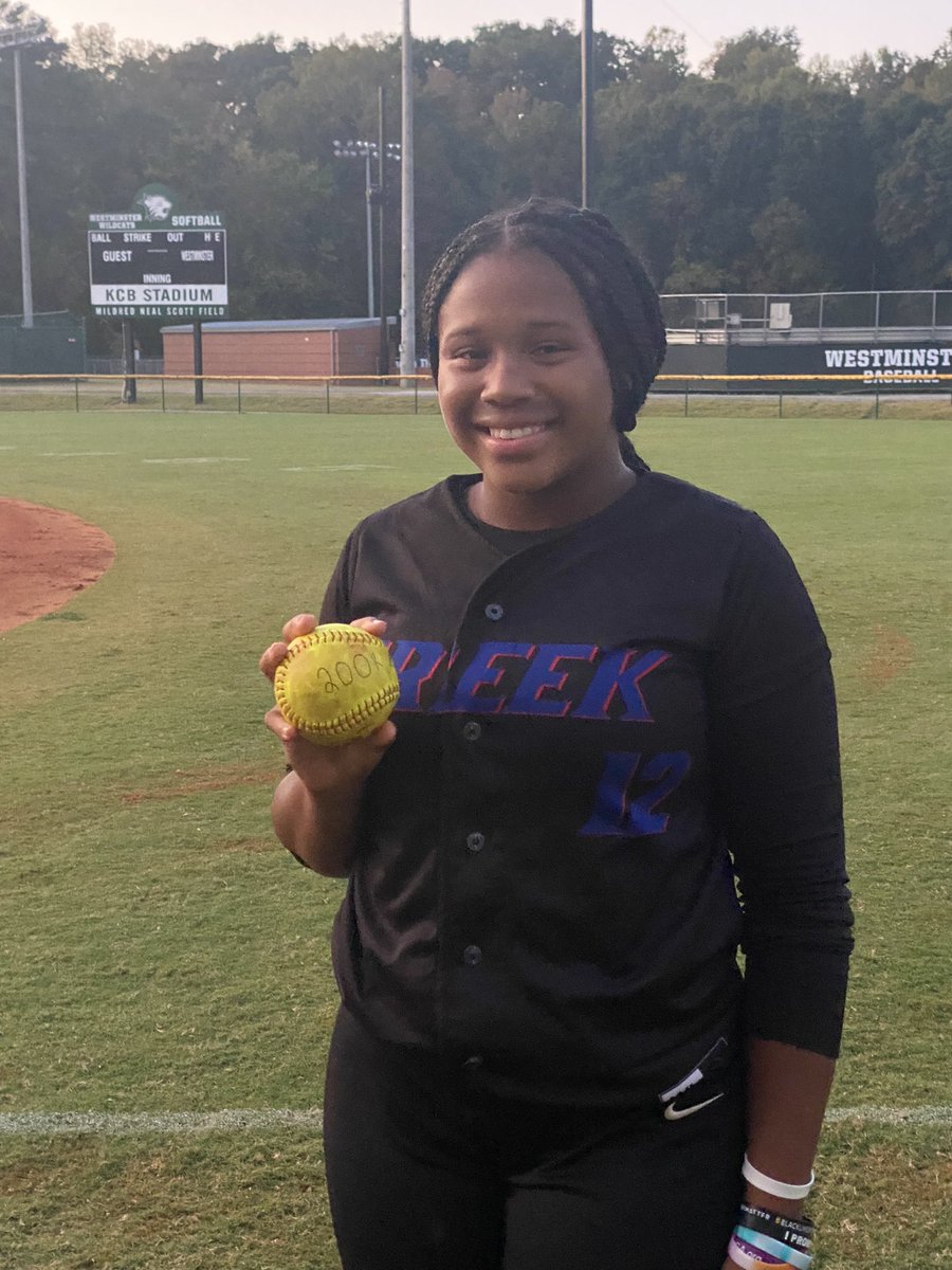 HUGE CONGRATULATIONS to SO RHP <a href="/BreanaHopkins07/">Breana Hopkins</a> on her 200th Career Strikeout Tonight vs Westminster! <a href="/TROliverEDU/">Tosha Oliver</a> <a href="/SCHSAthleticSec/">Jamia Battiste</a> <a href="/athletics_creek/">Sandy Creek Athletics</a> <a href="/CoachPou/">Coach Nick Pou</a> @mckenzie_woody