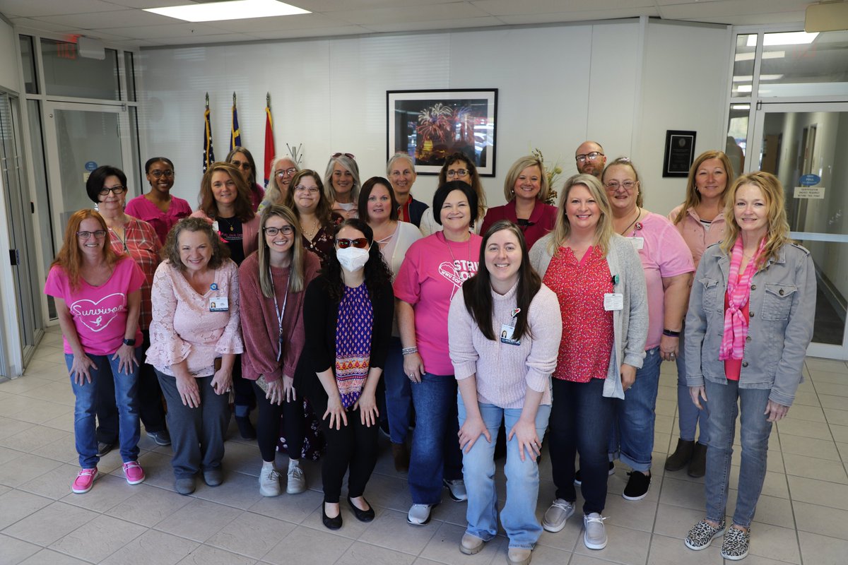 HealthyLivingMo's tweet photo. Our team stands united against #breastcancer! Today was another special day at DHSS - we hosted a #PiinkOut Day at the office to show our support for all impacted by breast cancer in honor of #MetastaticBreastCancerAwarenessDay. https://t.co/lKcCQP7jd0