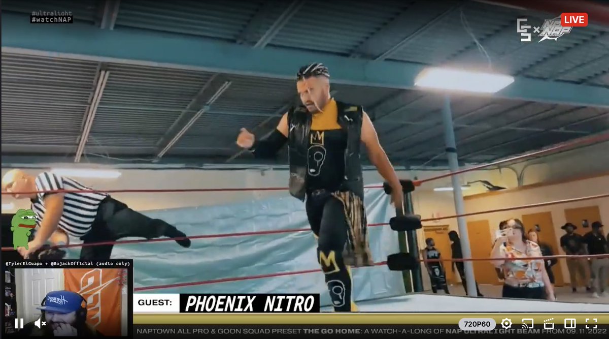 NaptownAllPro's tweet photo. We are live on Twitch with THE GO HOME
A free watchalong of our last show Ultralight Beam with main eventer @BojackOfficial & TeamNAP member @TylerElGuapo before Dreams & Nightmares on Sunday
Watch now & tell us what you think using #watchNAP
https://t.co/qpUmRN0uCy https://t.co/YJpKPOIDwJ