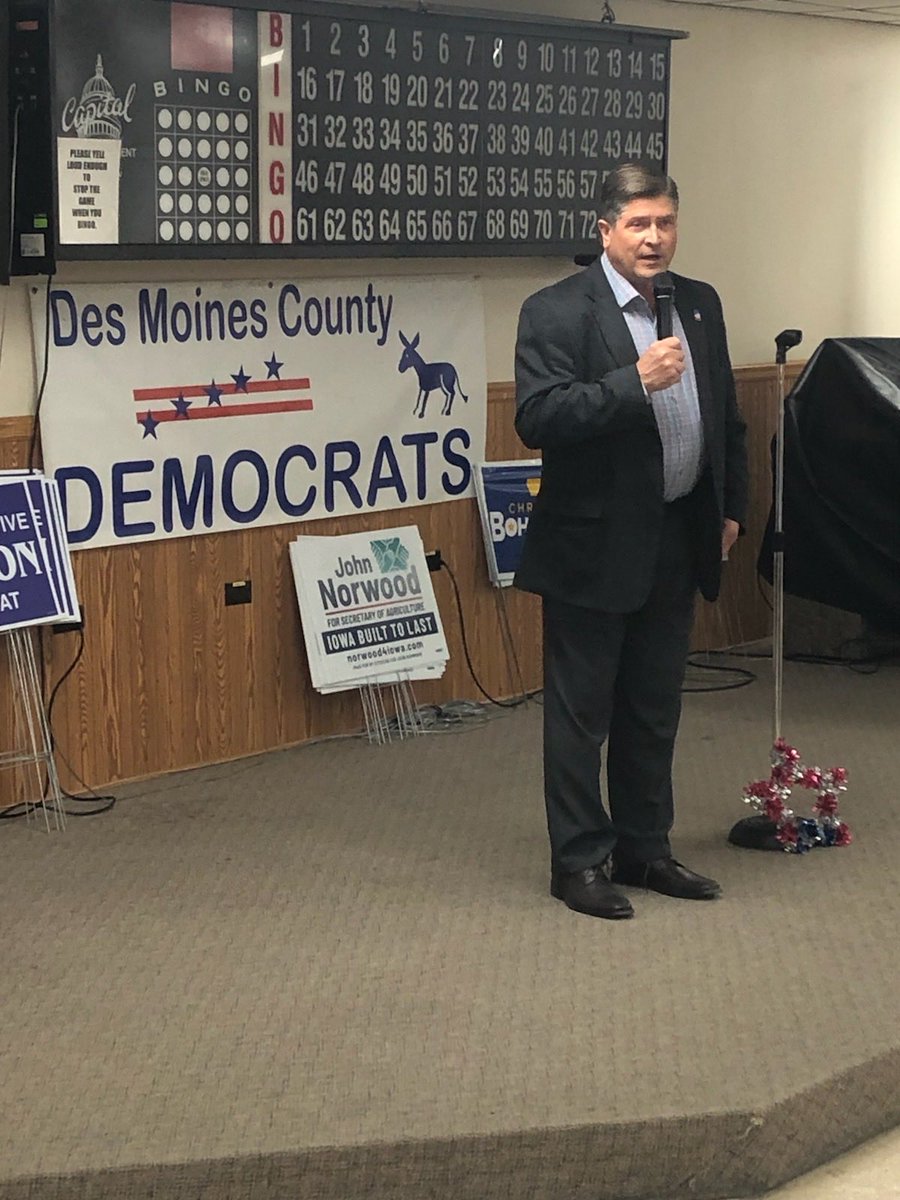 JoelMiller4IA's tweet photo. Double header tonight: Spoke to @DesMoinesCounty Dems, then to @LeeCoDems | Great, enthusiastic crowds at both events. #GoBlue #MakeVotingEasyAgain #FirePateHireMiller on 12/8/2022 #BeAVoter https://t.co/6sOGKkNBpk