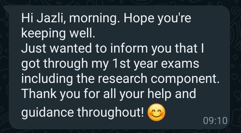 JazliAziz's tweet photo. As a new academician, it's nice to see that my experience and guidance has managed to help other students. Always nice to get positive feedback like this.

#AcademicWin https://t.co/gOdPgFD42x