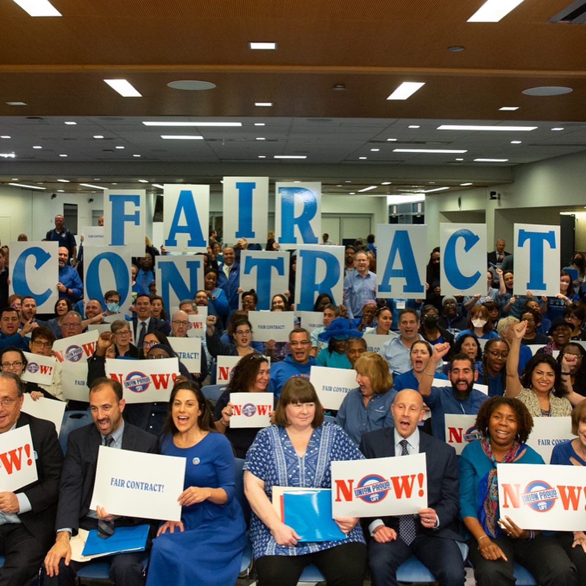 UFT's tweet photo. Our members helped our public schools through the worst of the pandemic. Now we’re fighting to help our students recover from its effects. Educators need a fair contract that will help them, and our schools, improve the lives of our city’s children. #UFTFairContractNow https://t.co/zkZU38K0oo