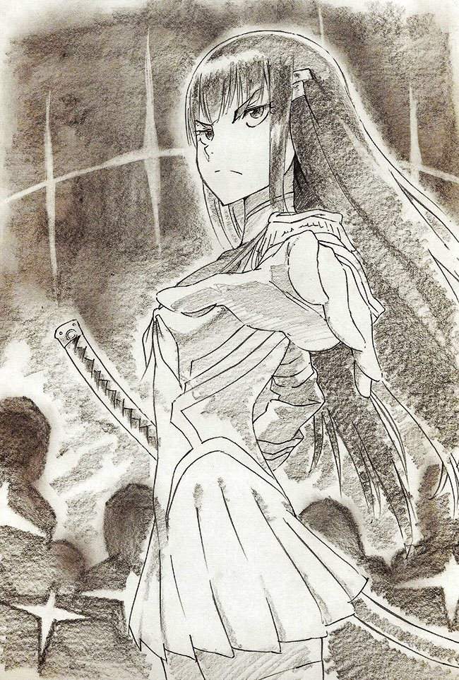 Satsuki by Kill la Kill animator Kazumasa Ishida, featured in the KlK Starter Book 